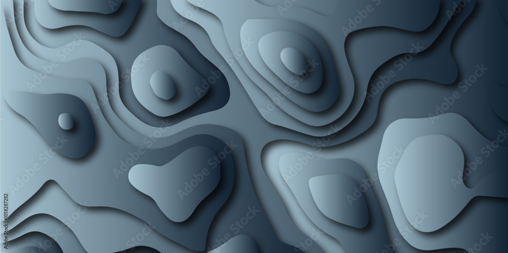 Abstract illustration contour layer texture or paper cut out blue color pattern background. Abstract illustration contour layer texture or paper cut out blue color pattern background.