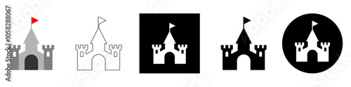 Medieval castle vector pictogram sign icon symbol ui and ux design, glyphs and stroke line	
