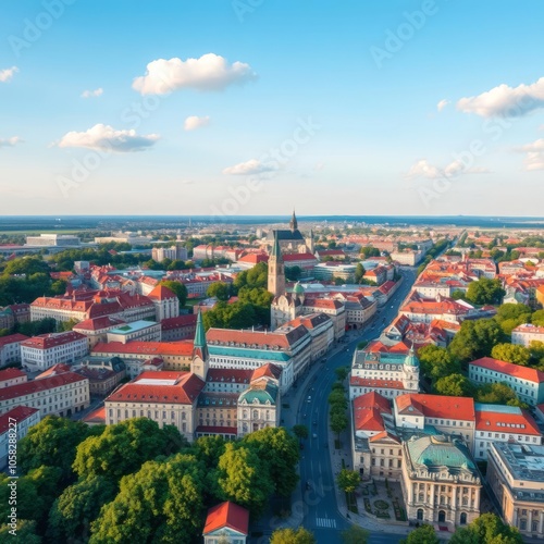 Aerial view evening city park with people aerial city Ultra realistic Photorealistic aerial photography drone photography 