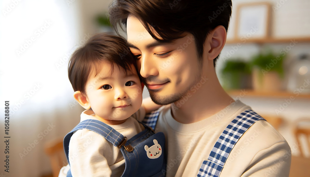 A joyful family moment featuring a parent and child smiling together A joyful family moment featuring a parent and child smiling together