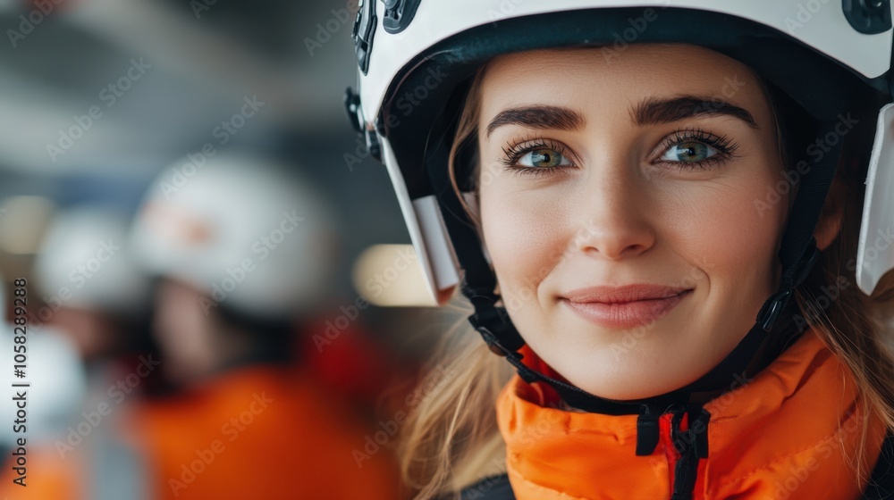 Smiling Rescuer in Emergency Gear During Rescue Operation Smiling Rescuer in Emergency Gear During Rescue Operation
