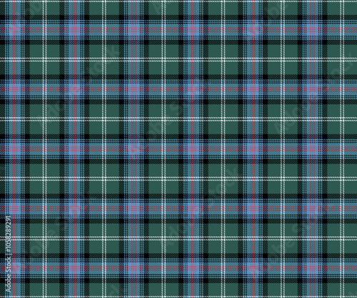 Plaid fabric pattern, green, black, blue, white, seamless for textile and design clothes skirt pants apron tablecloth blanket or decoration. Vector illustration.