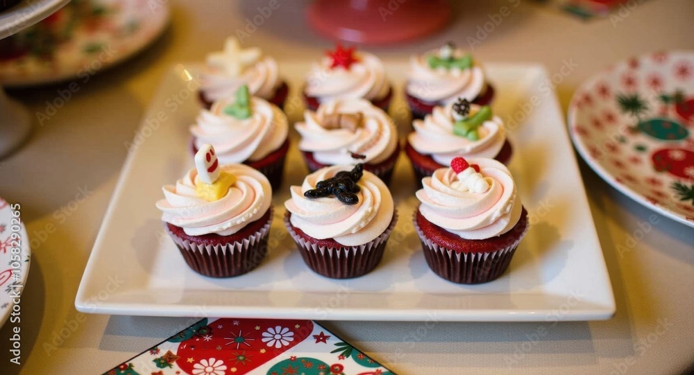 A tray of assorted cupcakes with unique designs A tray of assorted cupcakes with unique designs