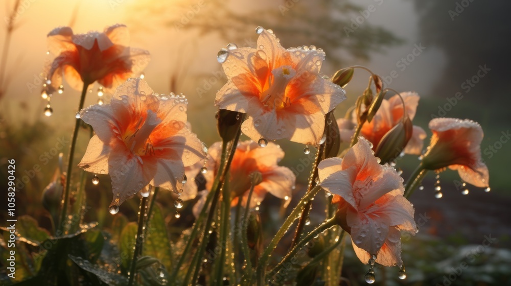 Dew-kissed flowers at sunrise – close-up of fresh morning dew on blooming flowers in a tranquil garden setting
Dew-kissed flowers at sunrise – close-up of fresh morning dew on blooming flowers in a tranquil garden setting