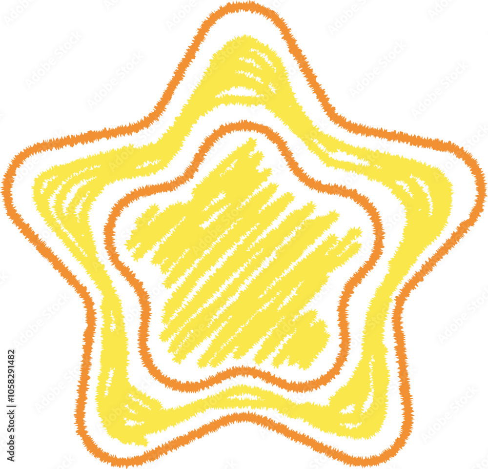 Fototapeta premium Hand-Drawn Yellow Orange Star Chalk Illustration Vector