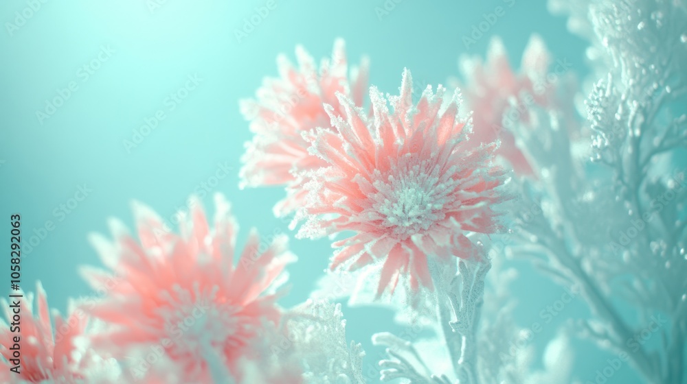 A serene close-up of delicate pink flowers surrounded by a soft, ethereal atmosphere. A serene close-up of delicate pink flowers surrounded by a soft, ethereal atmosphere.
