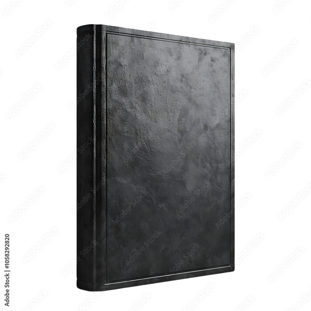 A closed, gray, textured book with an aged look, isolated on black. A closed, gray, textured book with an aged look, isolated on black.