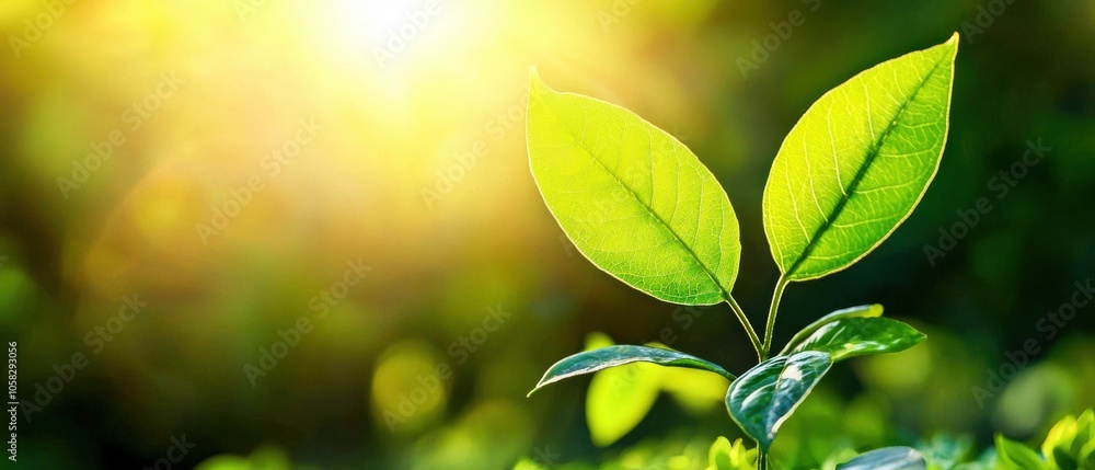 Fresh green leaves sprouting in sunlight, symbolizing growth and nature's beauty. Fresh green leaves sprouting in sunlight, symbolizing growth and nature's beauty.
