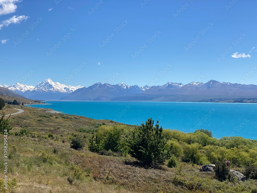 Beautiful panoramic views of lake Pukaki, South Island, New Zealand Beautiful panoramic views of lake Pukaki, South Island, New Zealand