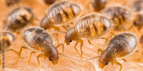 A close-up image showing head lice on hair strands, highlighting the infestation and the need for treatment.