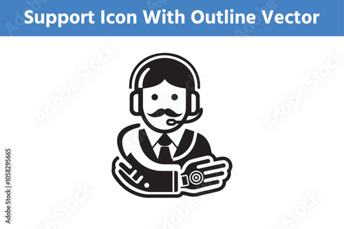 Support Icon with an editable outline 
