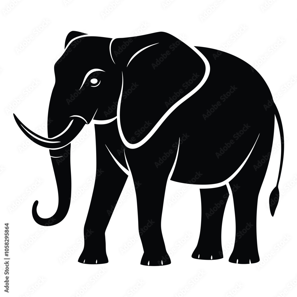 Fototapeta premium elephant-a-silhouette-vector-with-white-background