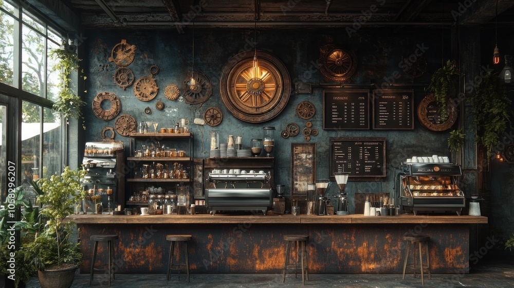 Obraz premium Industrial Cafe Interior Design