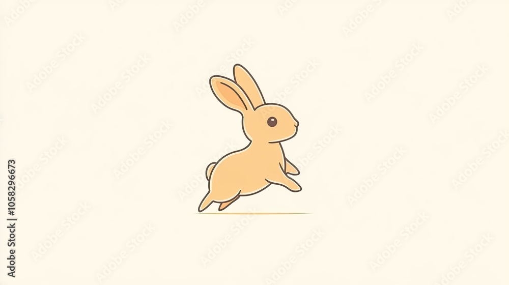 Obraz premium Minimalist rabbit logo with clean lines and a hopping pose, perfect for modern branding.