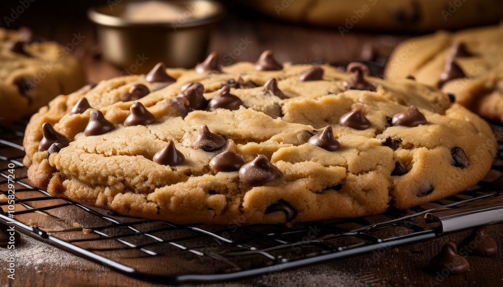 A giant chocolate chip cookie A giant chocolate chip cookie