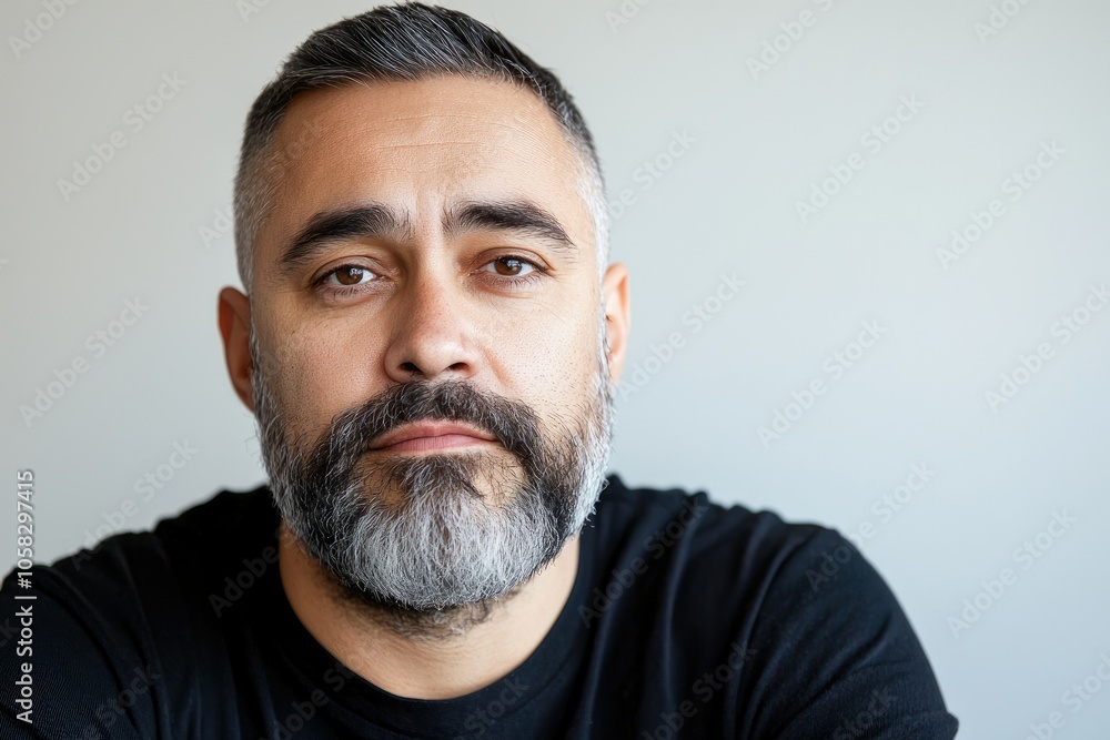 Captivating portrait of a middle-aged mixed-race man with a distinguished beard Captivating portrait of a middle-aged mixed-race man with a distinguished beard