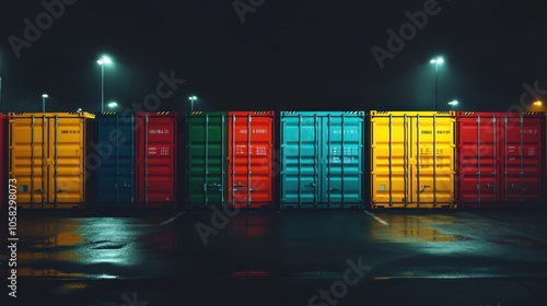 Colorful Storage Containers at Night 