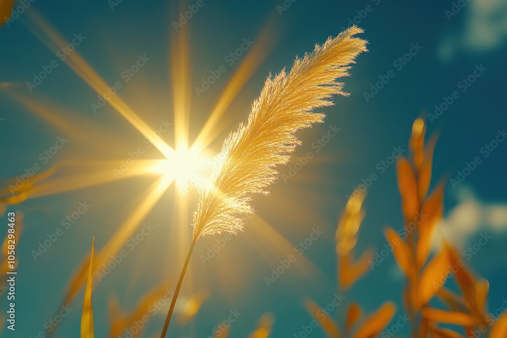 Sun-kissed Pampas Grass Casting Stunning Shadows on Wall Sun-kissed Pampas Grass Casting Stunning Shadows on Wall