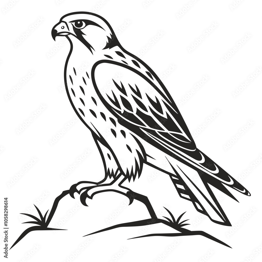 Obraz premium falcon-a-silhouette-vector-with-white-background