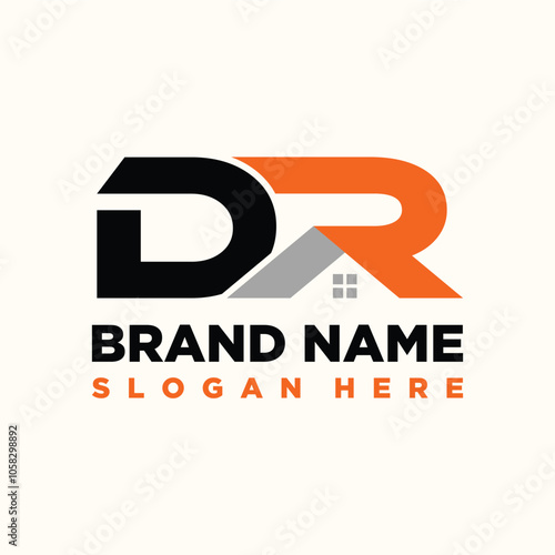 letter DR Home logo design element vector template