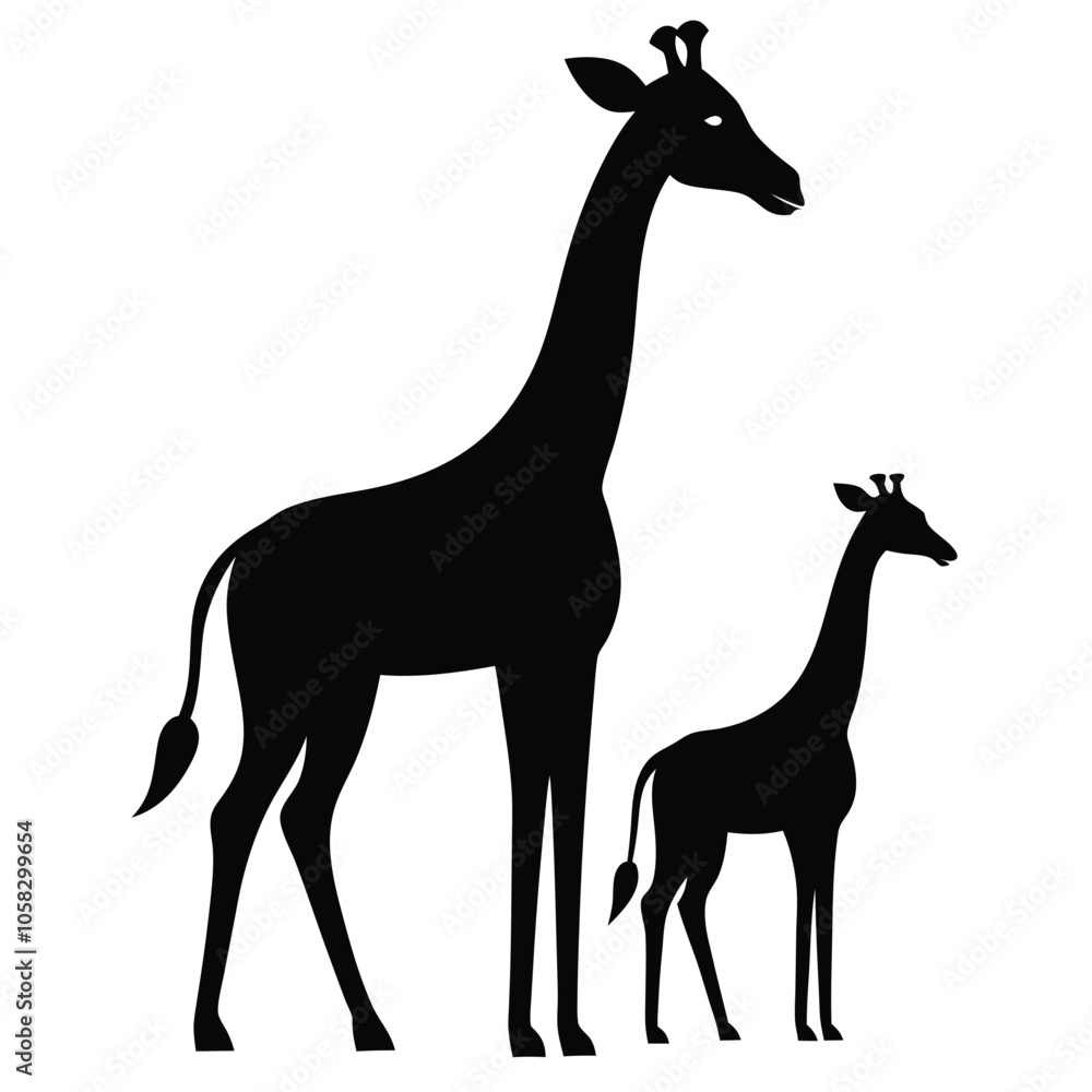 giraffes-a-silhouette-vector-with-white-background giraffes-a-silhouette-vector-with-white-background
