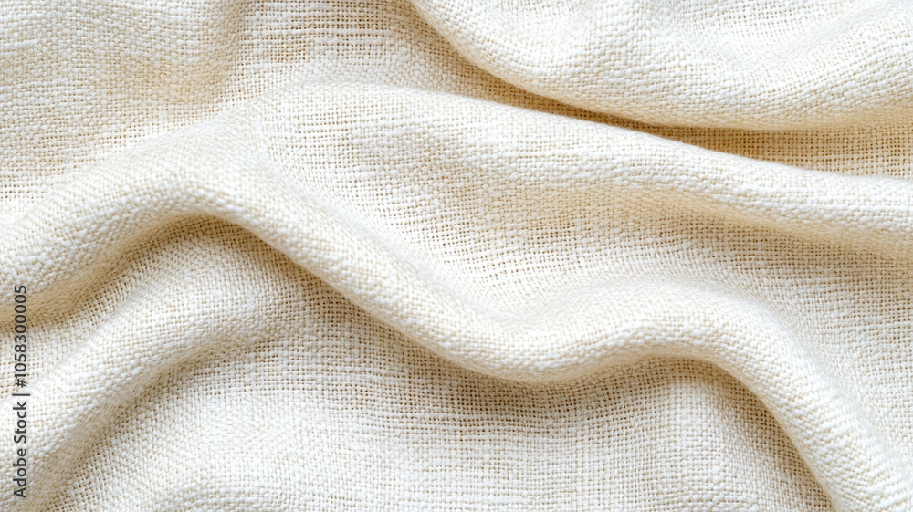 Soft and textured fabric in light cream color, showcasing intricate weave patterns and gentle folds. Ideal for various textile applications and design projects Soft and textured fabric in light cream color, showcasing intricate weave patterns and gentle folds. Ideal for various textile applications and design projects
