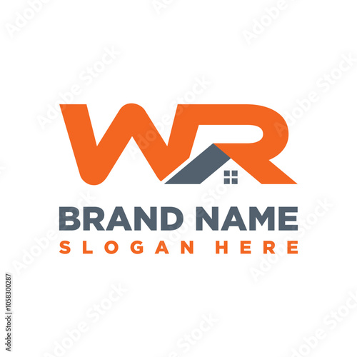 letter WR Home logo design element vector template