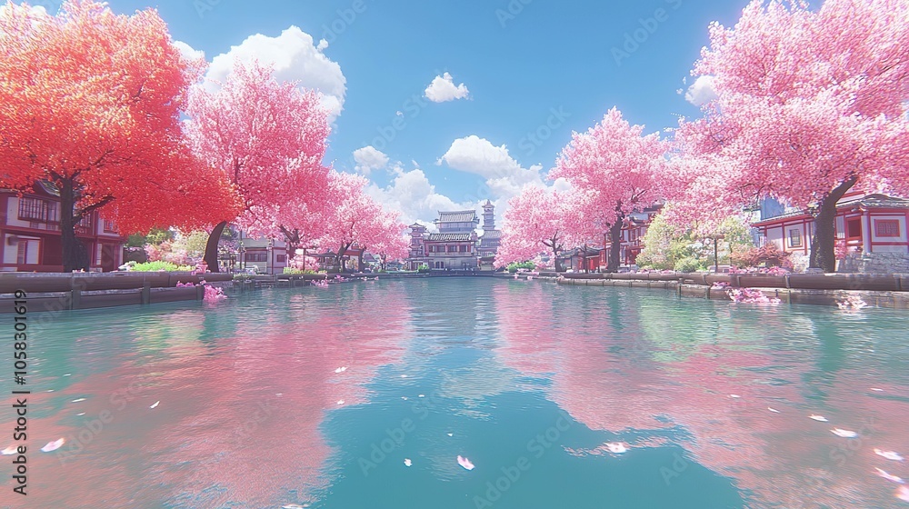 Serene Landscape with Lush Green Hills, Vibrant Flowers, and a Clear Blue Sky Under Bright Sunlight Serene Landscape with Lush Green Hills, Vibrant Flowers, and a Clear Blue Sky Under Bright Sunlight
