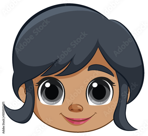 Smiling Girl Cartoon Face