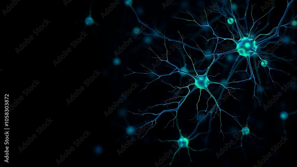 Blue Neurons Against Dark Background Blue Neurons Against Dark Background