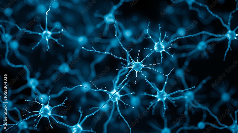 Blue Abstract Neurons in a Digital Network Blue Abstract Neurons in a Digital Network