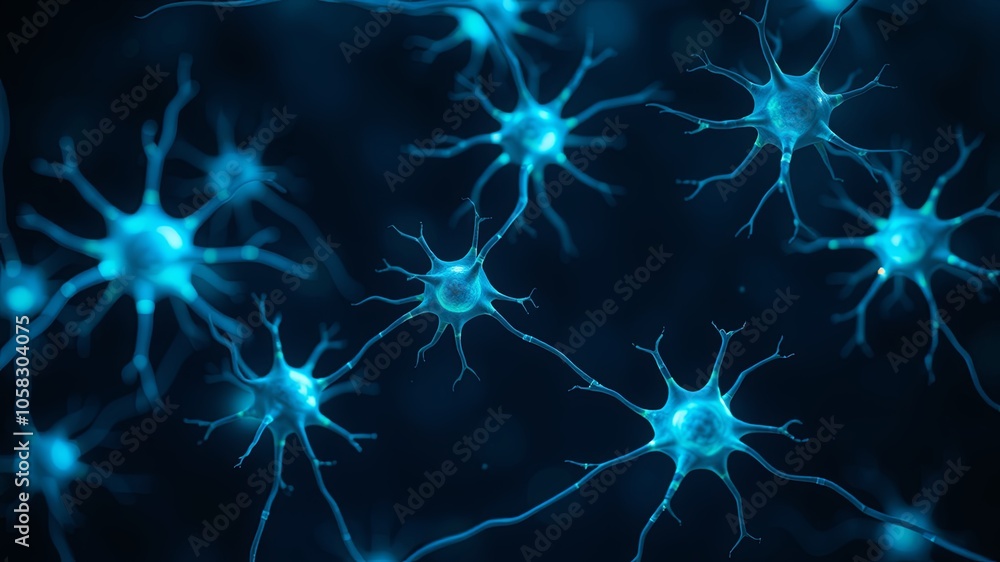 Blue Neurons on Dark Background for Scientific Use Blue Neurons on Dark Background for Scientific Use