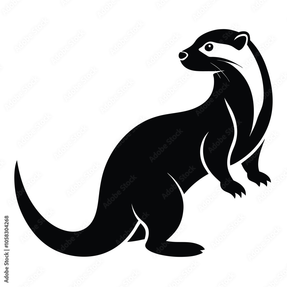 Obraz premium otter-a-silhouette-vector-with-white-background