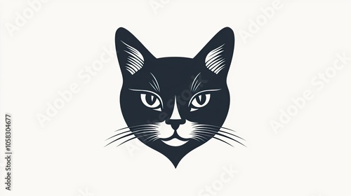 Sleek cat face icon, minimal details in black and white, clean and simple.