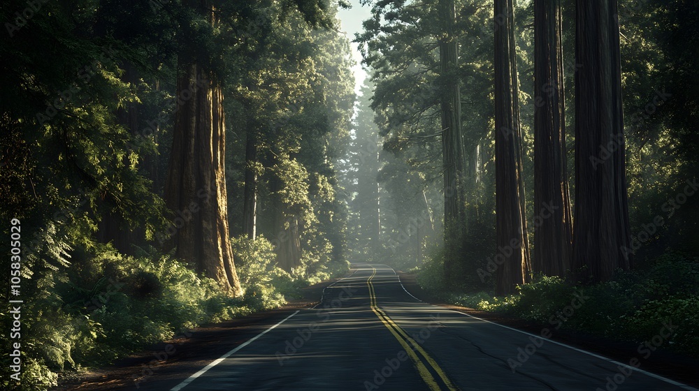 Obraz premium Famous Redwood Highway. 