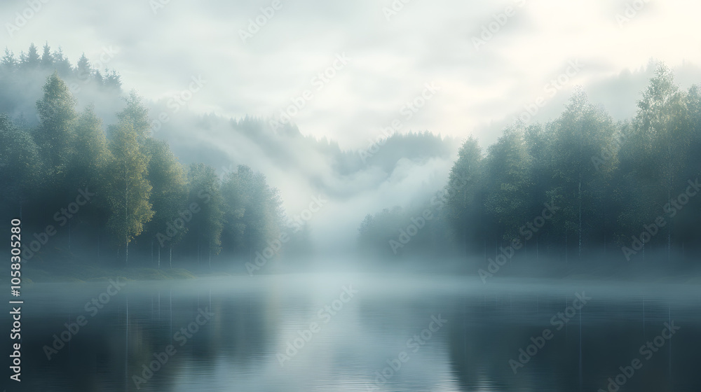 Mist-Covered Forest Landscape with Trees Fading into Fog, Creating a Mysterious and Serene Atmosphere
Mist-Covered Forest Landscape with Trees Fading into Fog, Creating a Mysterious and Serene Atmosphere