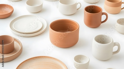 A Flat Lay of Handmade Pottery Collection