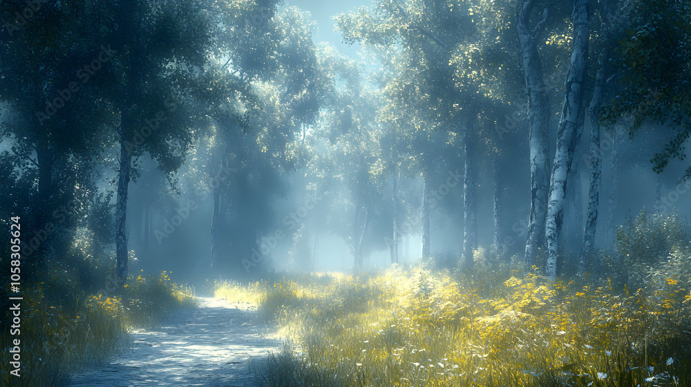 Mist-Covered Forest Landscape with Trees Fading into Fog, Creating a Mysterious and Serene Atmosphere
Mist-Covered Forest Landscape with Trees Fading into Fog, Creating a Mysterious and Serene Atmosphere
