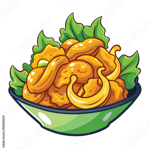 Fried Calamari Vector illustration.