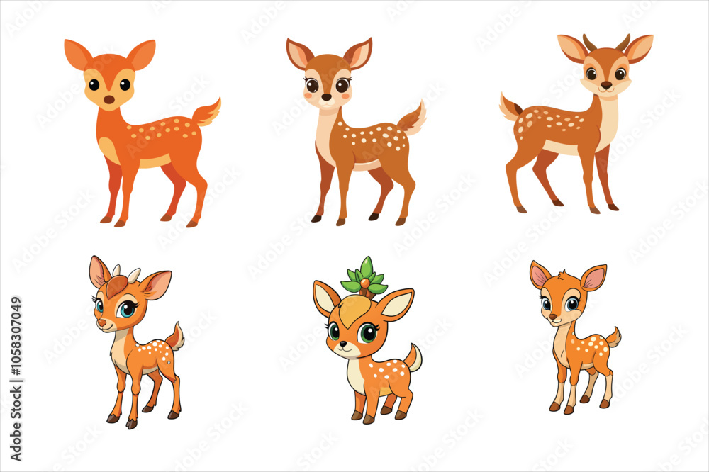 Obraz premium Adorable Little Deer Illustrations Collection