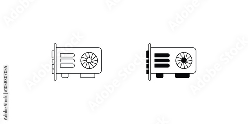 graphic card set icon with white background vector stock illustration