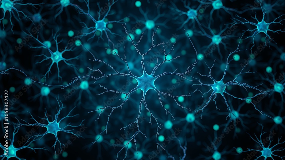 Neural Connections in Blue and Black Background Neural Connections in Blue and Black Background