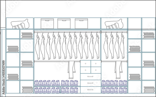 Vector sketch illustration of bedroom interior architectural design silhouette