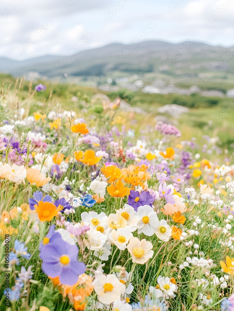 Obraz premium Tranquil Meadow with Colorful Wildflowers