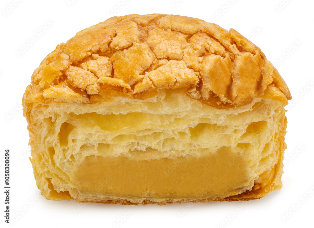Soboro bread, or Soboro ppang Korean streusel bread on white background, Soboro bun Korean bakeries isolate on white with clippping path. Soboro bread, or Soboro ppang Korean streusel bread on white background, Soboro bun Korean bakeries isolate on white with clippping path.