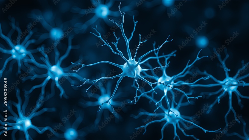 Blue Neurons with Intricate Network Connections Blue Neurons with Intricate Network Connections