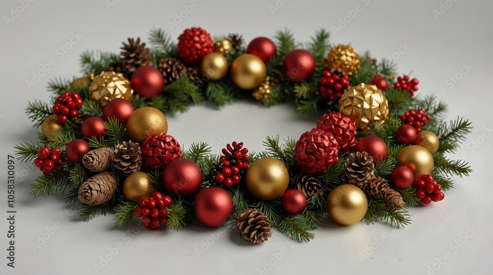 christmas wreath on white