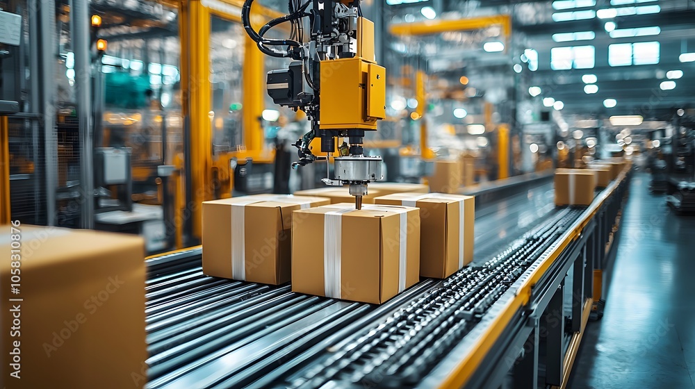 Naklejka premium Modern Packaging Production Facility in Action