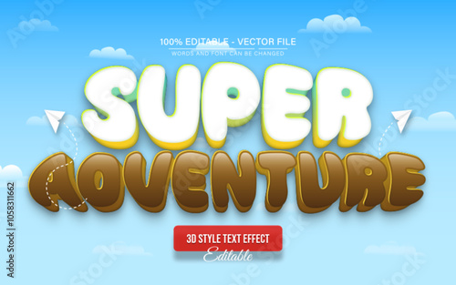 Super adventure cartoon text effect editable