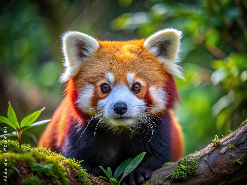 Candid Capture of a Red Panda in Its Natural Habitat, Isolated Wildlife Scene Featuring Ferret-like Characteristics, Playful Behavior of Raccoon Relatives in Stunning Detail Candid Capture of a Red Panda in Its Natural Habitat, Isolated Wildlife Scene Featuring Ferret-like Characteristics, Playful Behavior of Raccoon Relatives in Stunning Detail